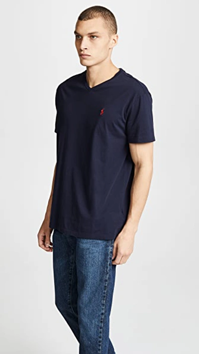 Shop Polo Ralph Lauren V Neck Classic Fit T-shirt In Ink