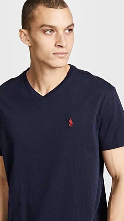 Shop Polo Ralph Lauren V Neck Classic Fit T-shirt In Ink