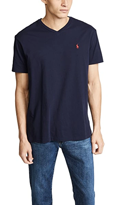 Shop Polo Ralph Lauren V Neck Classic Fit T-shirt In Ink