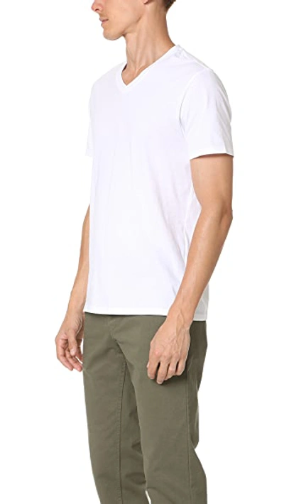 Shop Vince Short Sleeve Pima V Neck Tee In Optic White