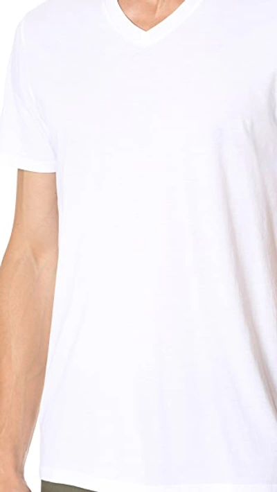 Shop Vince Short Sleeve Pima V Neck Tee In Optic White