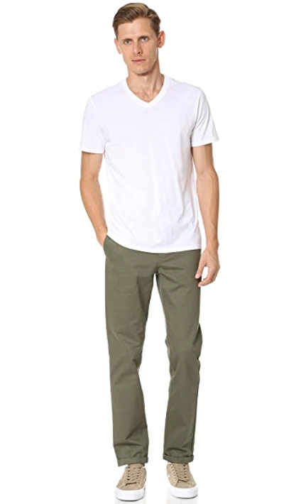 Shop Vince Short Sleeve Pima V Neck Tee In Optic White