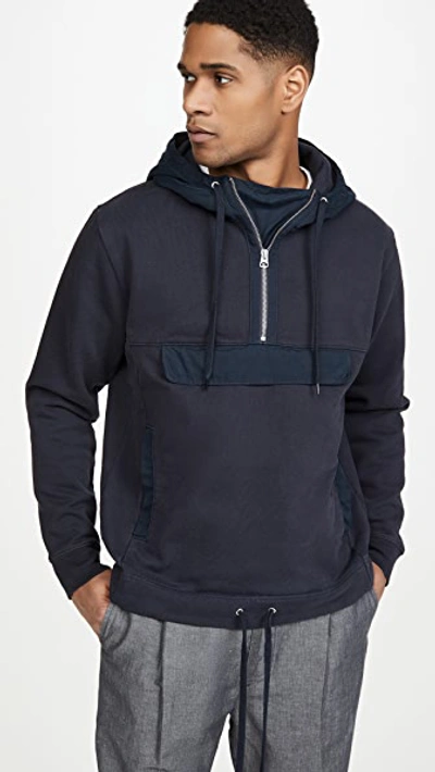 Shop Alex Mill Fleece Popover Anorak In Dark Navy