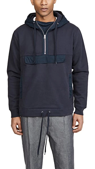 Shop Alex Mill Fleece Popover Anorak In Dark Navy