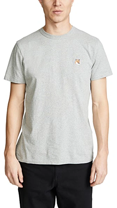 Shop Maison Kitsuné Fox Head Patch T-shirt In Grey Melange