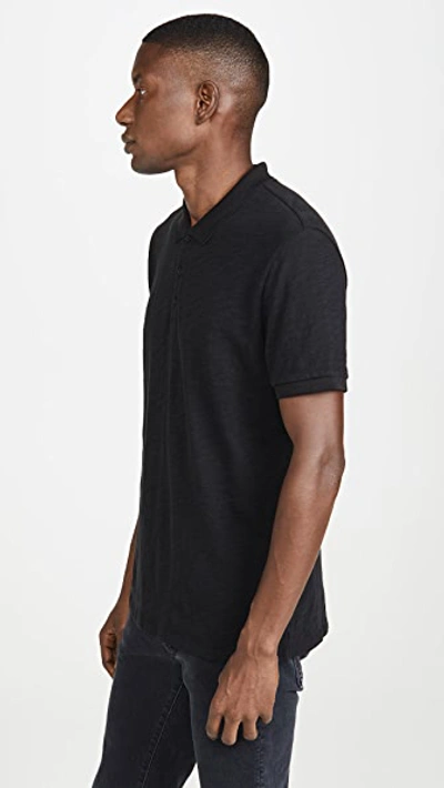 Shop Vince Short Sleeve Classic Slub Polo Shirt In Black