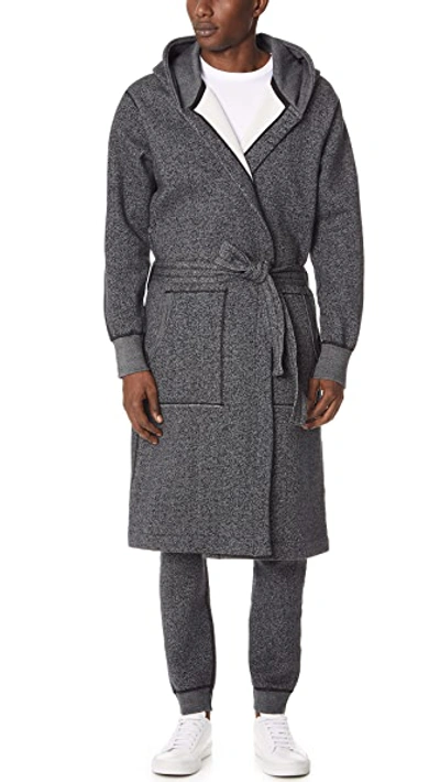 Shop Reigning Champ Tiger Fleece Hooded Robe In Black