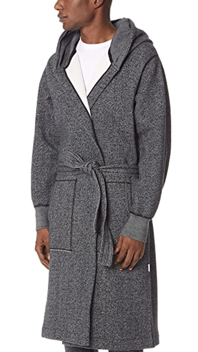 Shop Reigning Champ Tiger Fleece Hooded Robe In Black