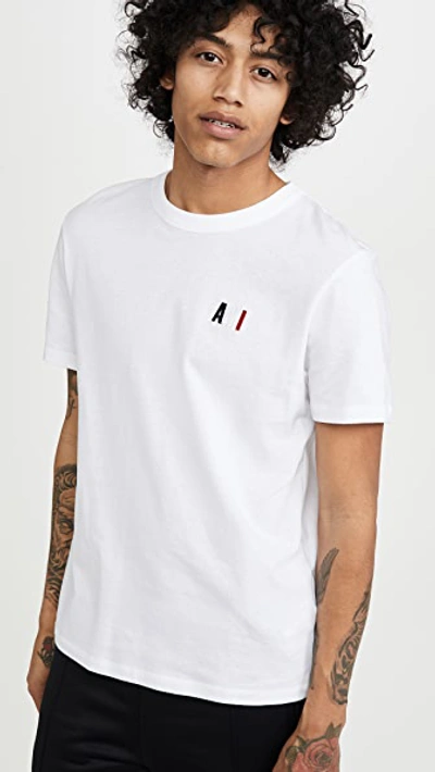 Shop Ami Alexandre Mattiussi Small Embroidered Logo T-shirt In White