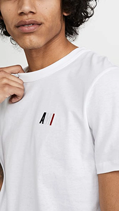 Shop Ami Alexandre Mattiussi Small Embroidered Logo T-shirt In White