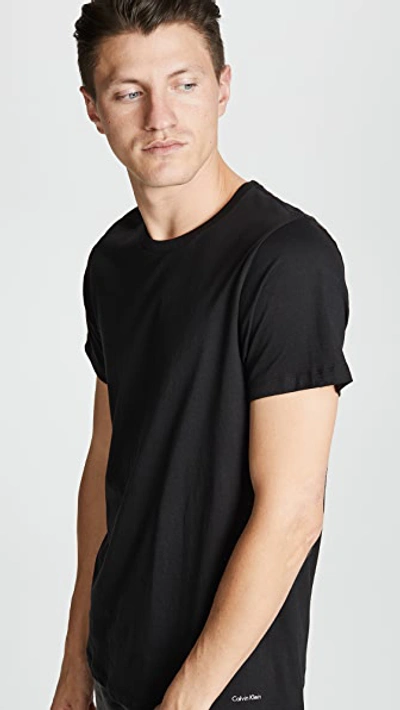 Calvin Klein Underwear Two-pack Logo-print Stretch-cotton Jersey T-shirts In Black