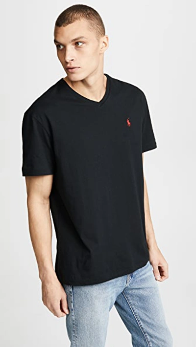 Shop Polo Ralph Lauren V Neck Classic Fit Tee Shirt In Polo Black