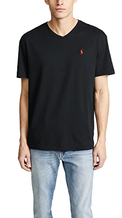 Shop Polo Ralph Lauren V Neck Classic Fit Tee Shirt In Polo Black