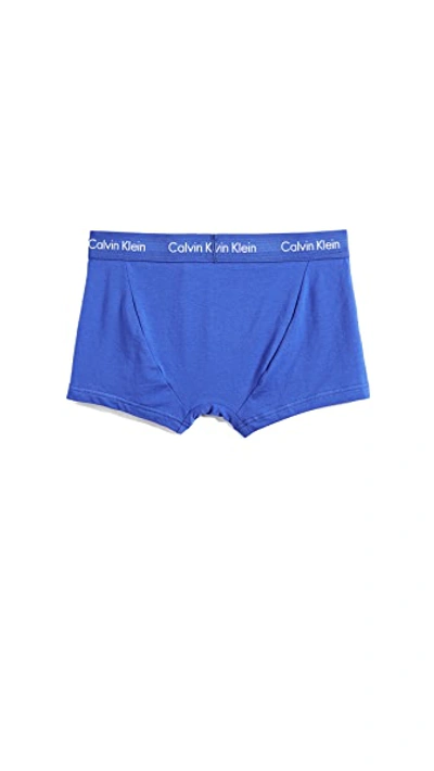 Shop Calvin Klein Underwear Cotton Stretch Low Rise Trunks In Black/blue Shadow/cobalt Water