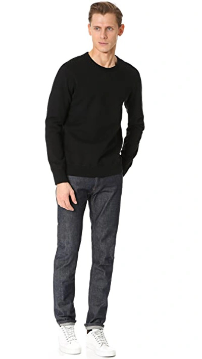 Shop Reigning Champ Midweight Terry Slim Crewneck Sweatshirt Black