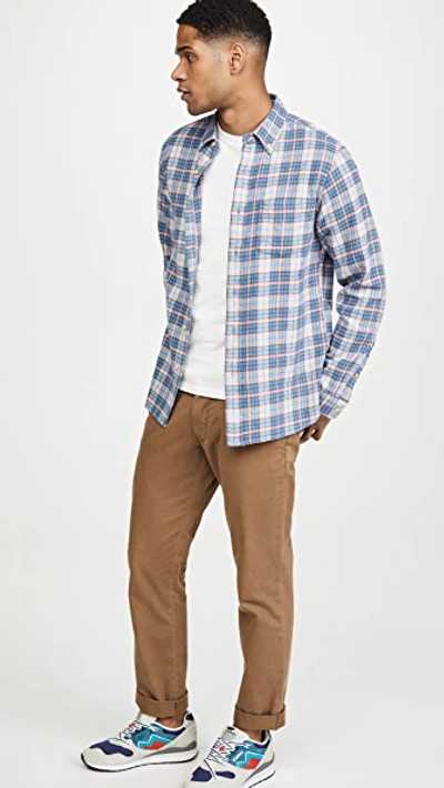 Shop Alex Mill Plaid Flannel Button Down Shirt In Blue/pink