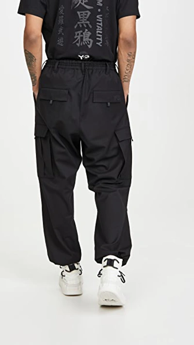 Shop Y-3 Refined Wool Stretch Cargo Pants In Black