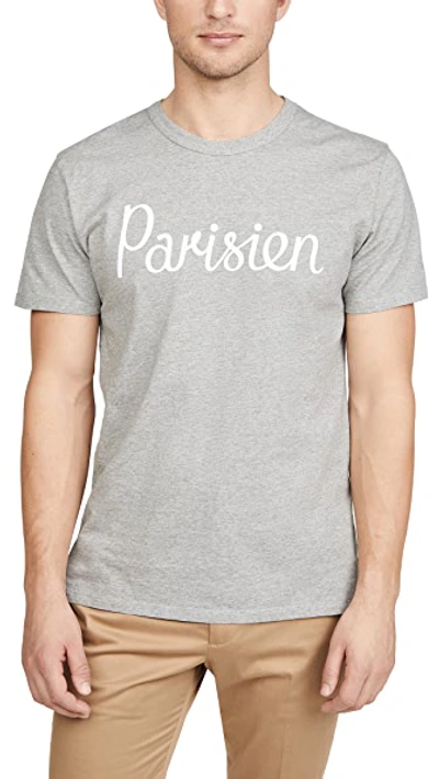 Shop Maison Kitsuné Parisien T-shirt In Grey Melange