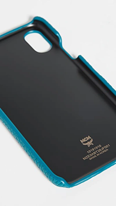 Shop Mcm Tivitat Leather Iphone X / Xs Case In Deep Lagoon