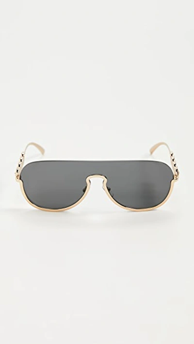 Shop Versace 0ve2215 Sunglasses In Gold/grey