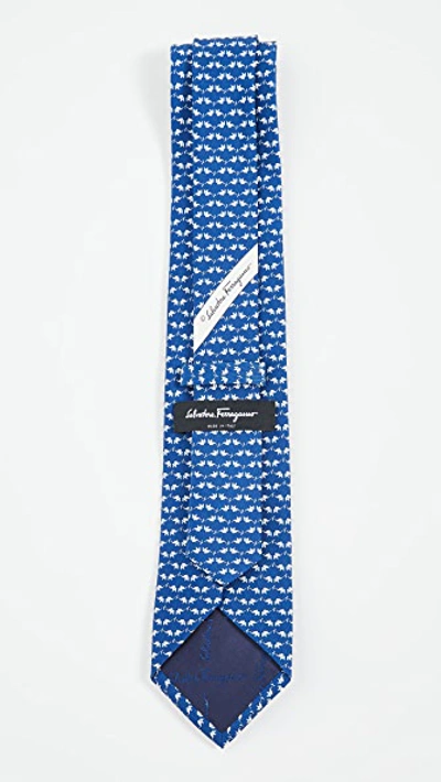 Shop Ferragamo Elephant Print Tie In Blue