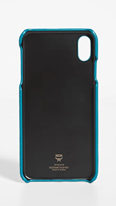 Shop Mcm Tivitat Leather Iphone Xs Max Case In Deep Lagoon