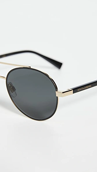 Shop Dolce & Gabbana 0dg2245-sunglasses In Gold/matte Black/grey