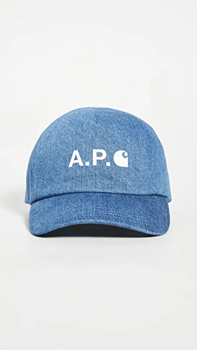 Shop A.p.c. X Carhartt Wip Baseball Hat In Washed Indigo