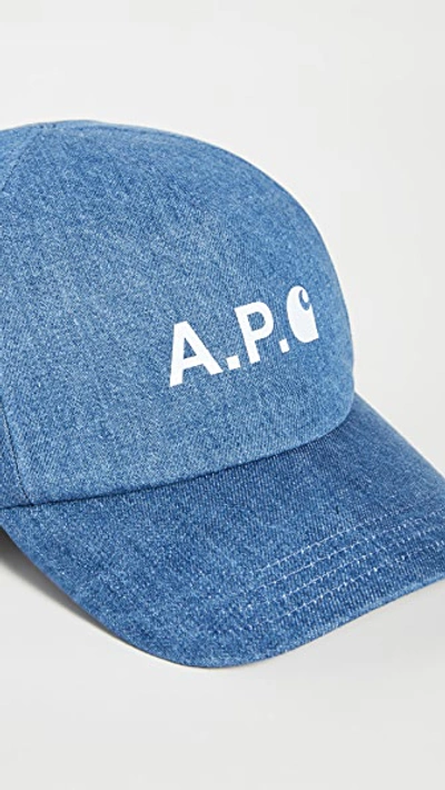 Shop Apc A.p.c. X Carhartt Wip Baseball Hat In Washed Indigo