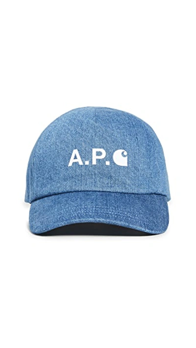 Shop A.p.c. X Carhartt Wip Baseball Hat In Washed Indigo