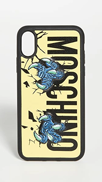 Shop Moschino Logo Claws X / Xs Iphone Case In Fantasy Print Yellow