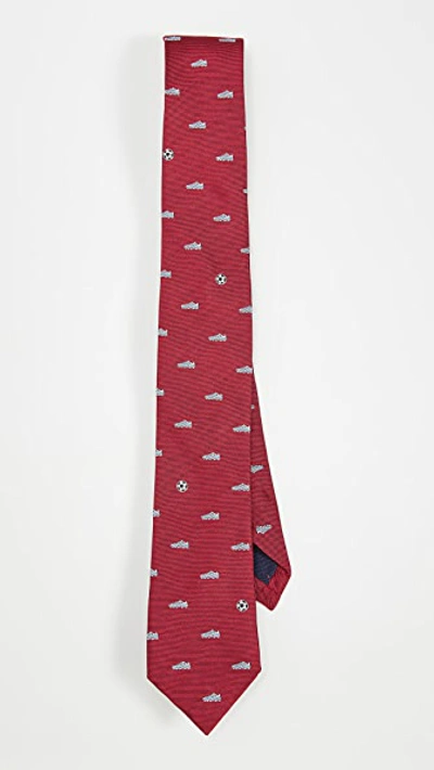 Shop Paul Smith Soccer Print Tie In Red Multi