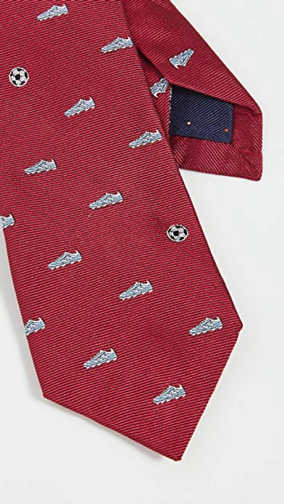 Shop Paul Smith Soccer Print Tie In Red Multi