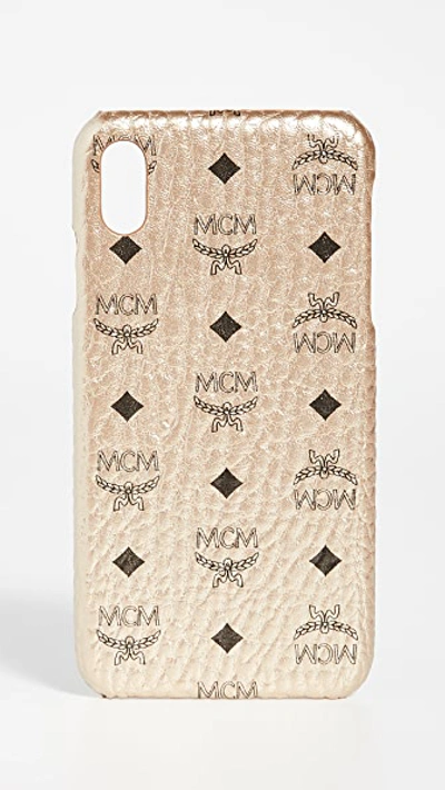 Shop Mcm Visetos Original Iphone Xs Max Case In New Champagne Gold