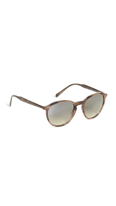 Shop Prada Round Sunglasses In Striped Green/clear Grad Grey