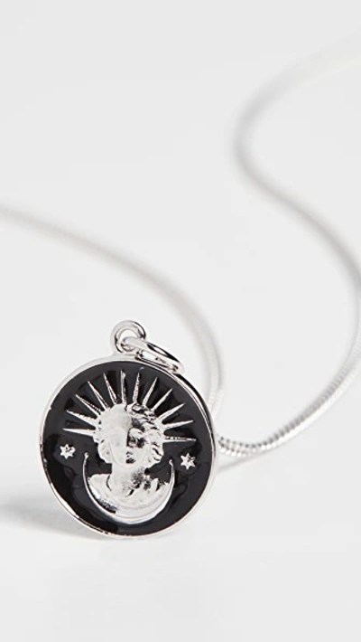 Shop Miansai Lady Liberty Pendant Necklace In Silver/black
