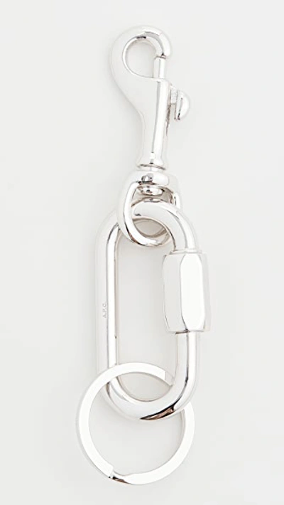 Shop Apc Porte-clefs Keychain In Silver