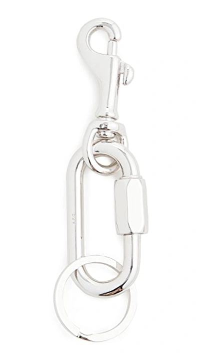 Shop Apc Porte-clefs Keychain In Silver