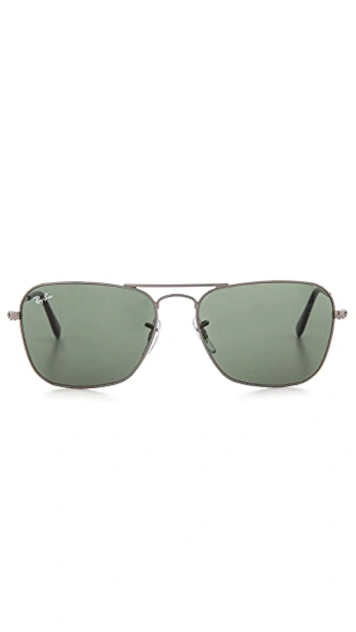 Shop Ray Ban Caravan Sunglasses In Gunmetal/green