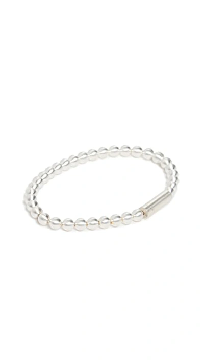 Shop Le Gramme 25 Grammes Brushed Beads Bracelet In Silver
