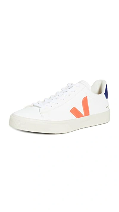 Shop Veja Campo Sneakers In Extra White/orange Fluo/cobalt