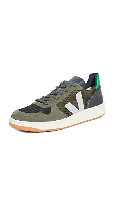 Shop Veja V-10 Sneakers In Multico/olive/emeraude