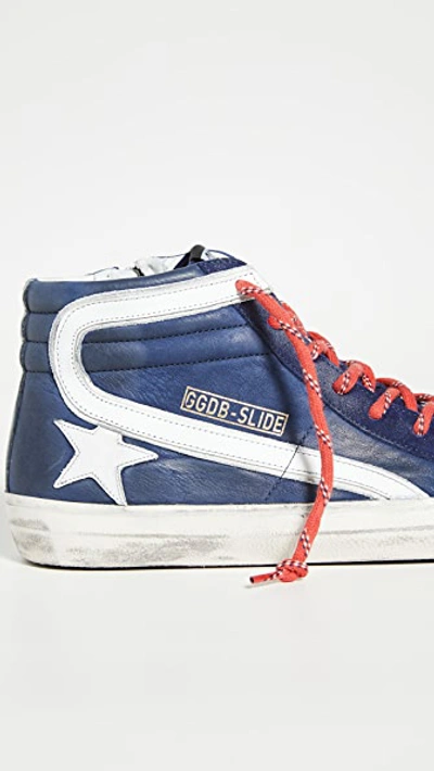 Shop Golden Goose Slide Sneakers In Blue/white Star