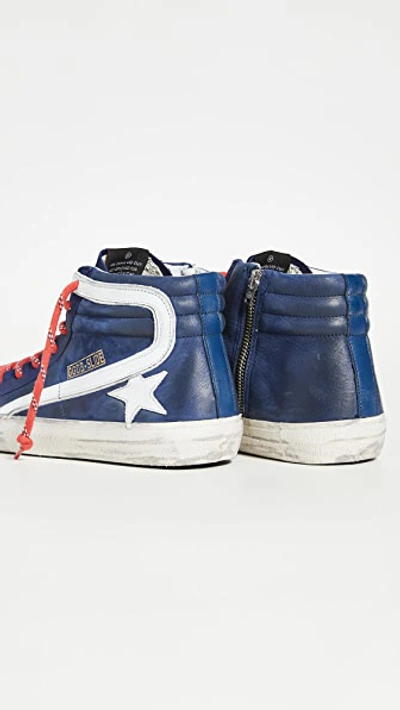Shop Golden Goose Slide Sneakers In Blue/white Star