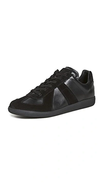 Maison Margiela Black Lace-up Moral Training Casual Sneakers In Black