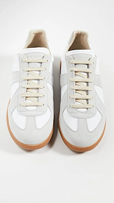 Maison Margiela Off White Leather And Grey Suede Replica Sneakers In Off White