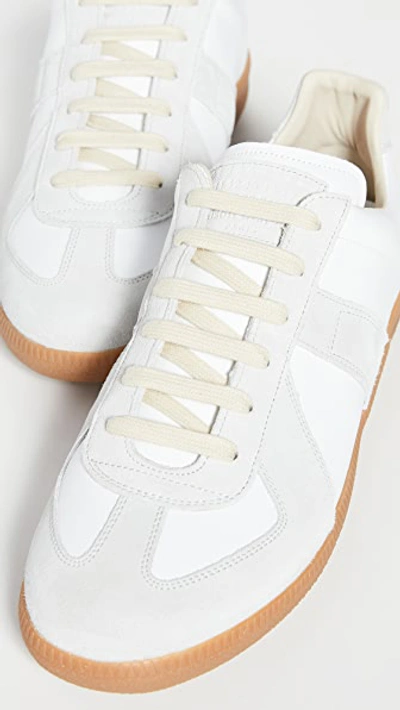 Maison Margiela Off White Leather And Grey Suede Replica Sneakers In Off White