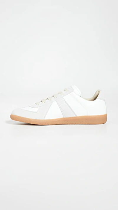 Maison Margiela Off White Leather And Grey Suede Replica Sneakers In Off White