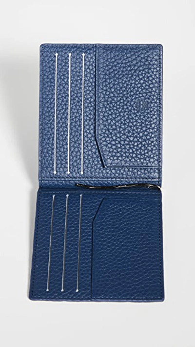 Shop Mcm Tivitat Leather Money Clip In Navy Blue