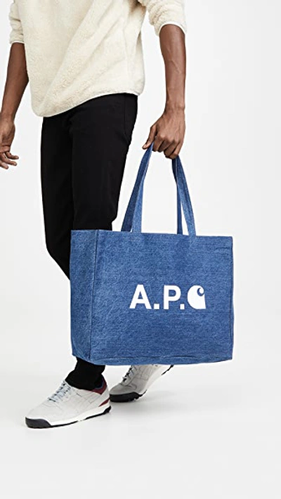 Shop A.p.c. X Carhartt Wip Shopping Tote In Indigo